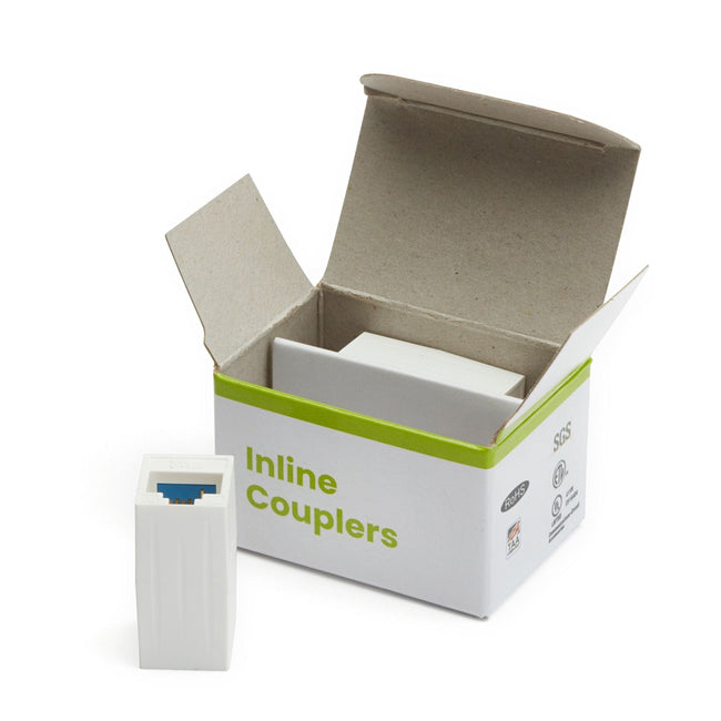 Cat6A Inline Coupler | Unshielded | White | 2pc | open box