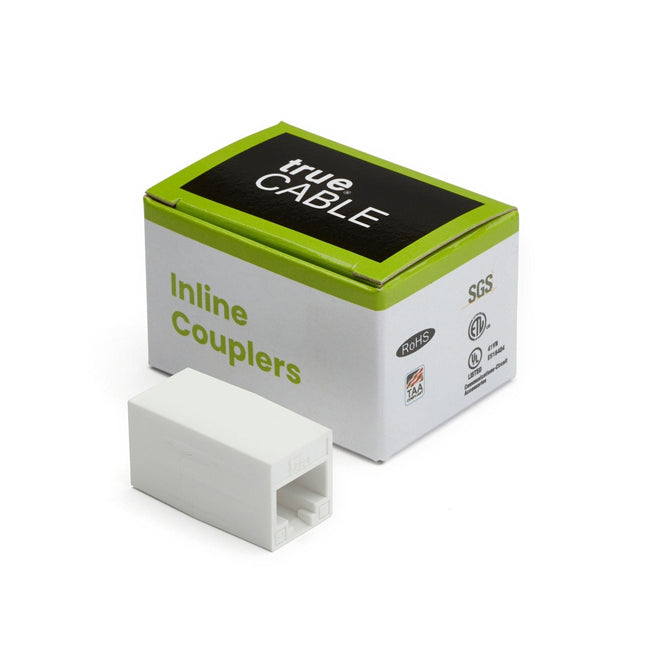 Cat6A Inline Coupler | Unshielded | White | 2pc | closed box