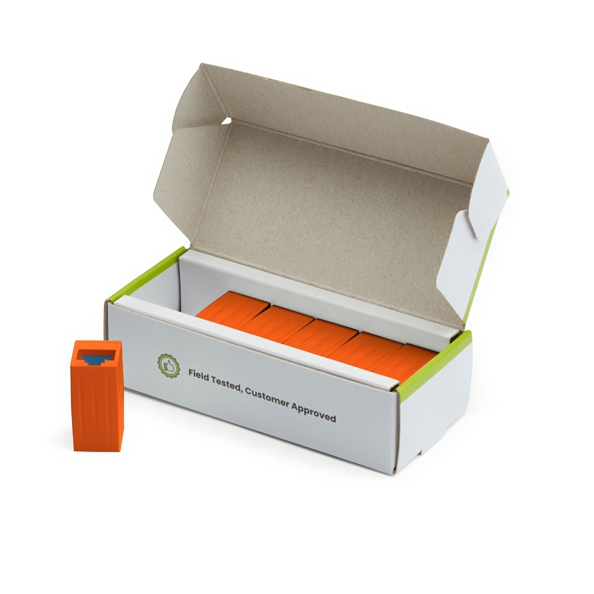 Cat6A Inline Coupler | Unshielded | Orange | 6pc | open box