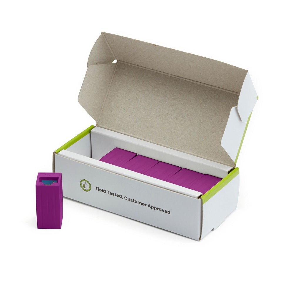 Cat6A Inline Coupler | Unshielded | Purple | 6pc | open box