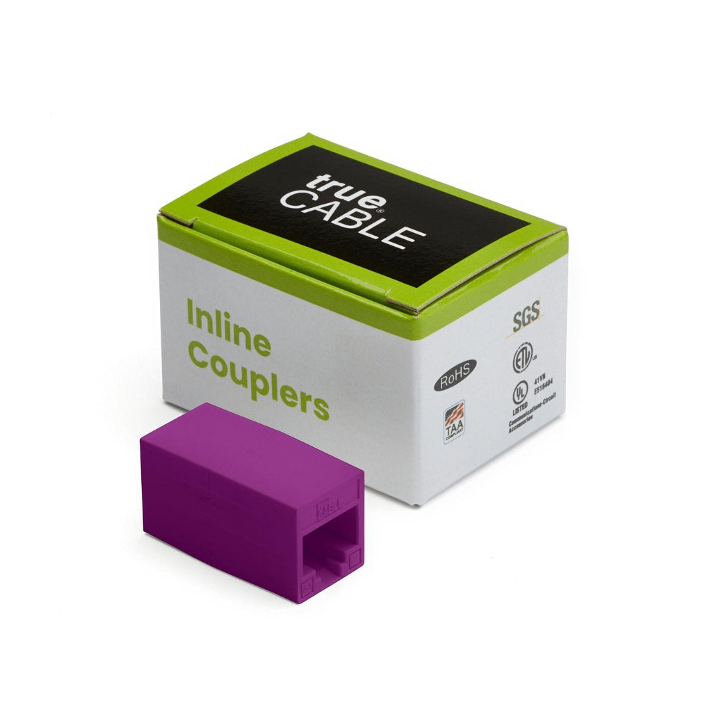 Cat6A Inline Coupler | Unshielded | Purple | 2pc | closed box