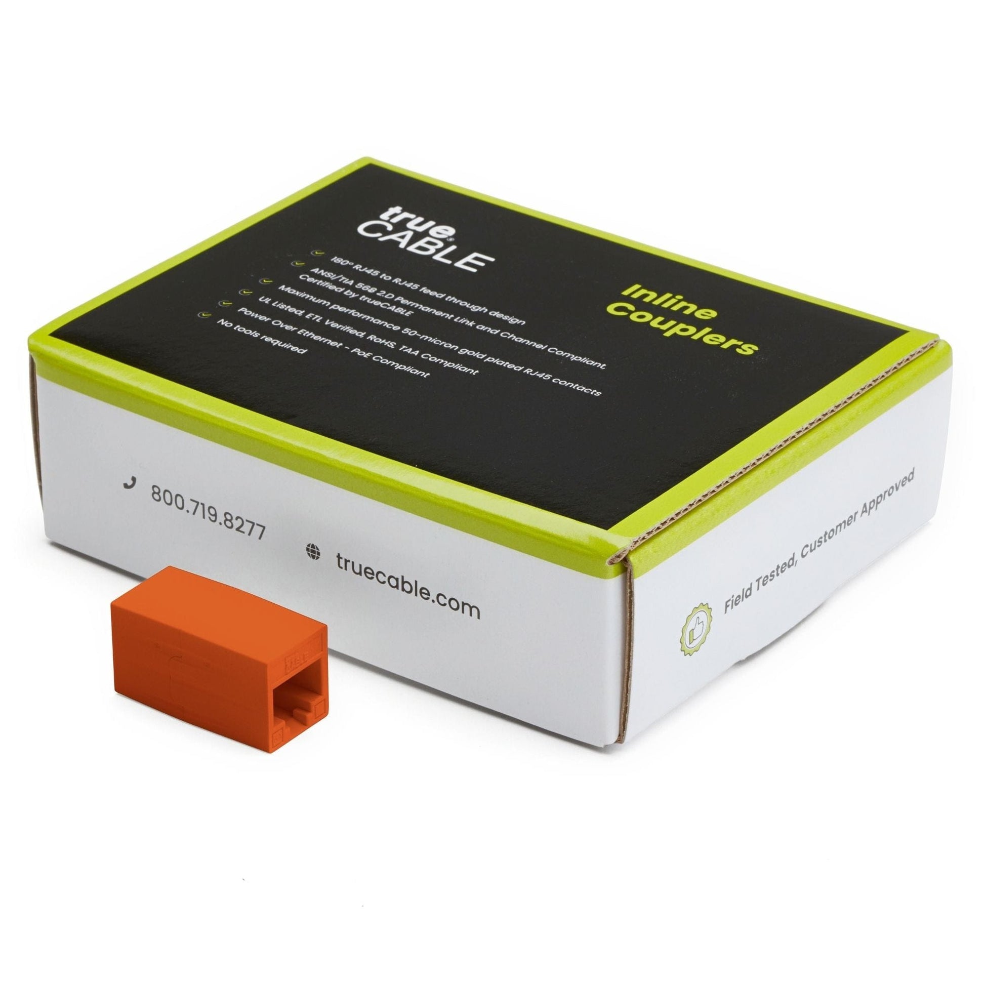 Cat6A Inline Coupler | Unshielded | Orange | 12pc | closed box