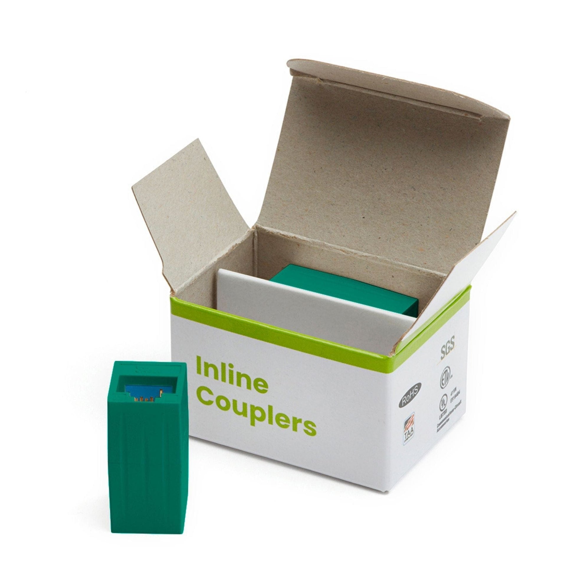 Cat6 Inline Coupler | Unshielded | Green | 2pc | open box