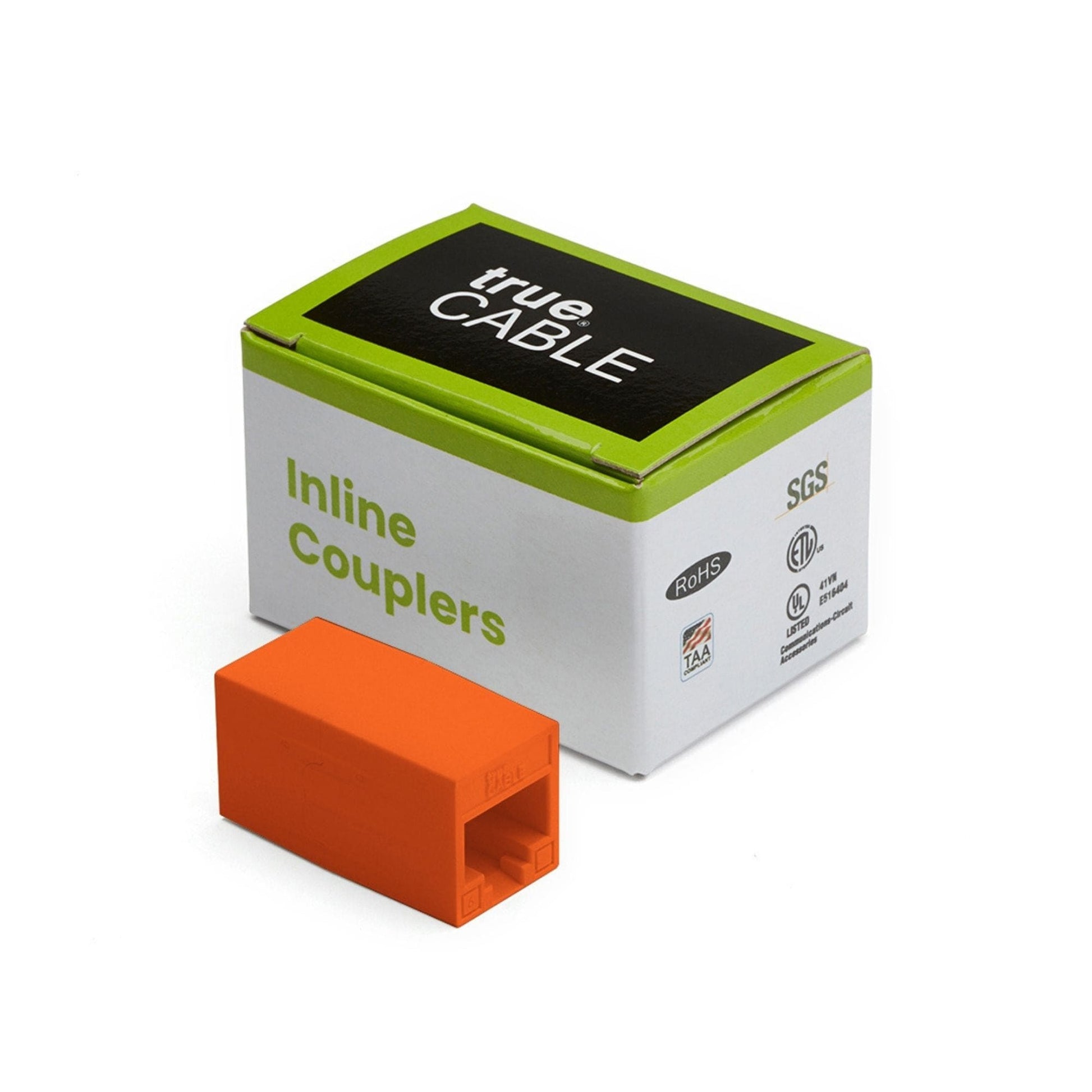 Cat6 Inline Coupler | Unshielded | Orange | 2pc | closed box