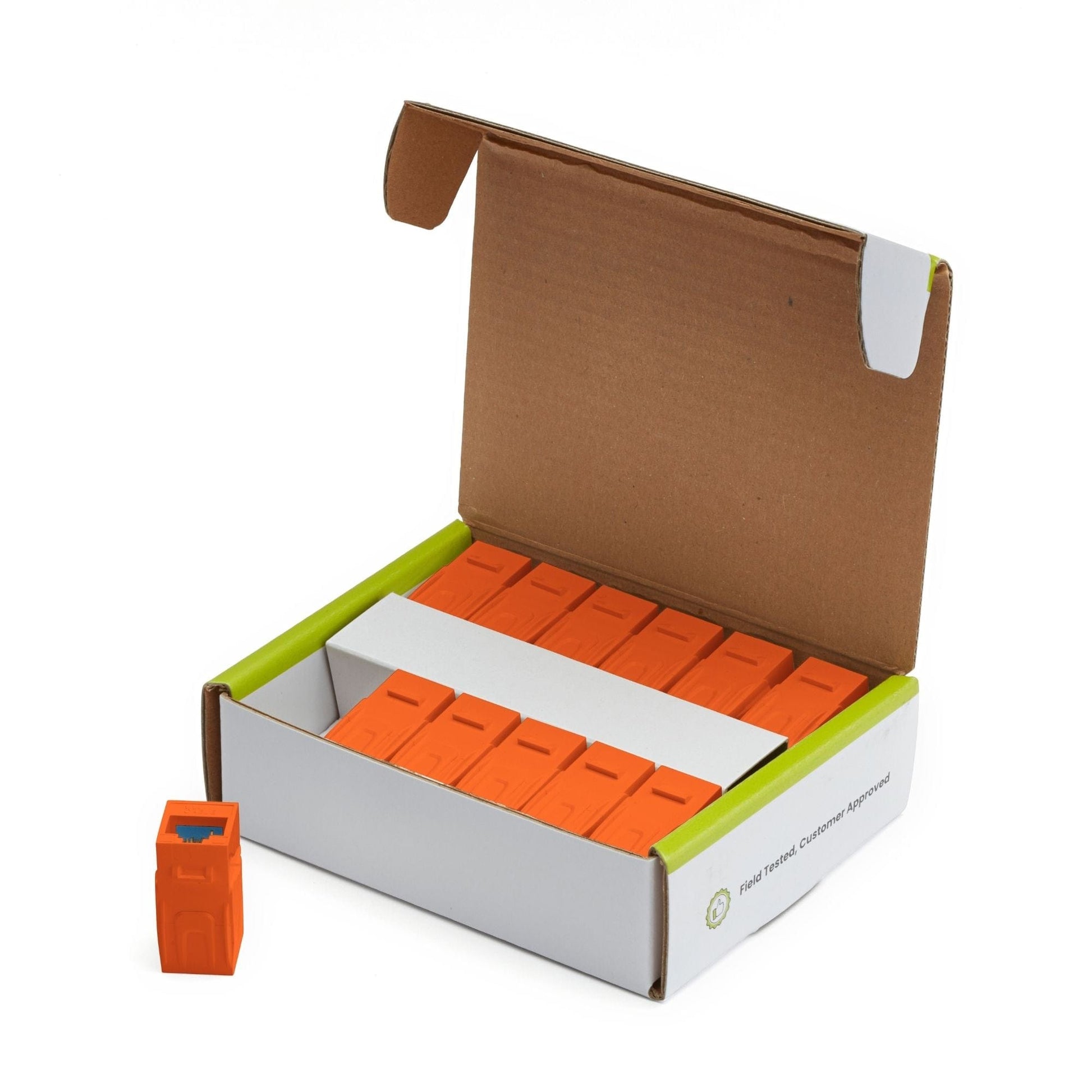 Cat6 Keystone Jack Coupler | Unshielded | Orange | 12 Piece | open box