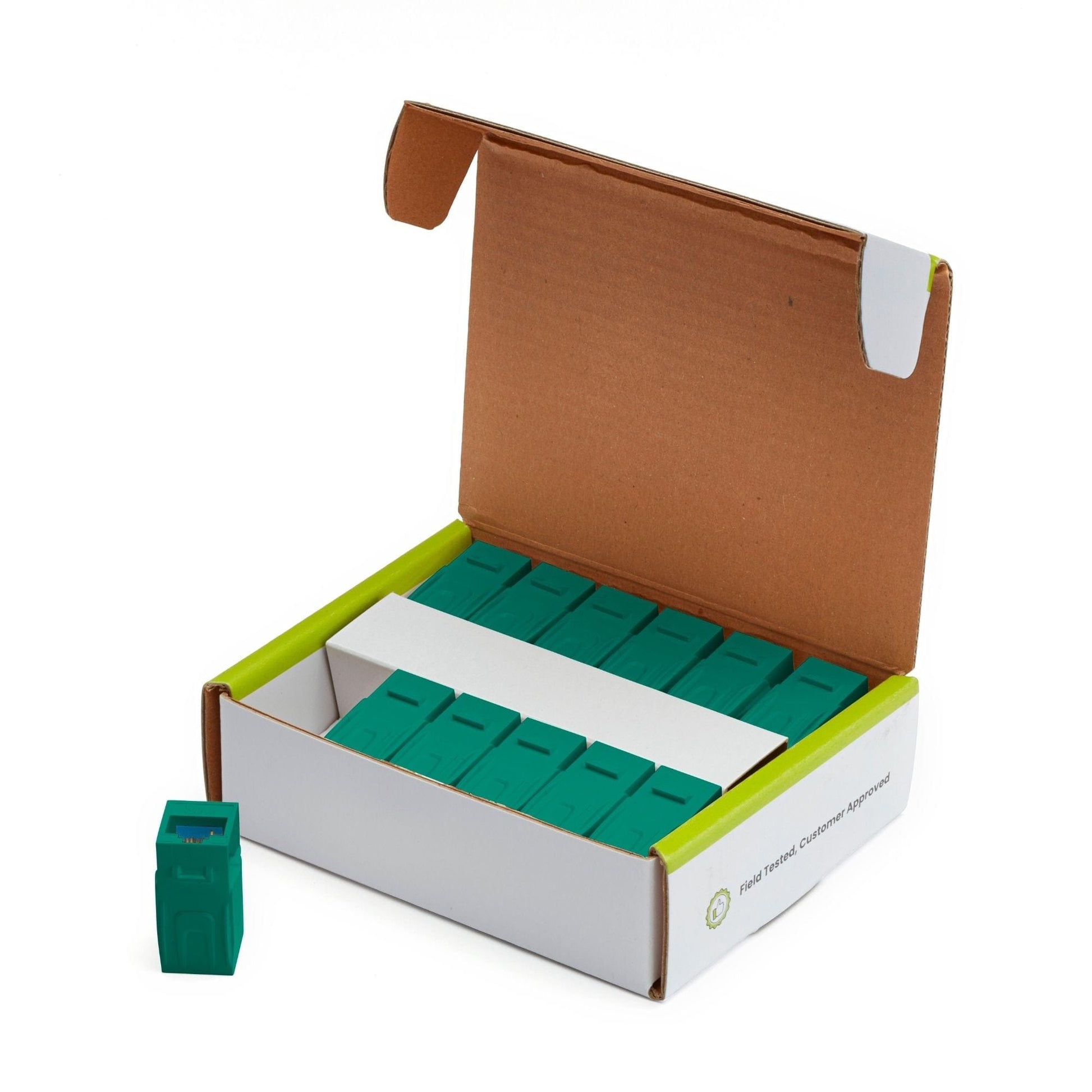 Cat6 Keystone Jack Coupler | Unshielded | Green | 12 Piece | open box
