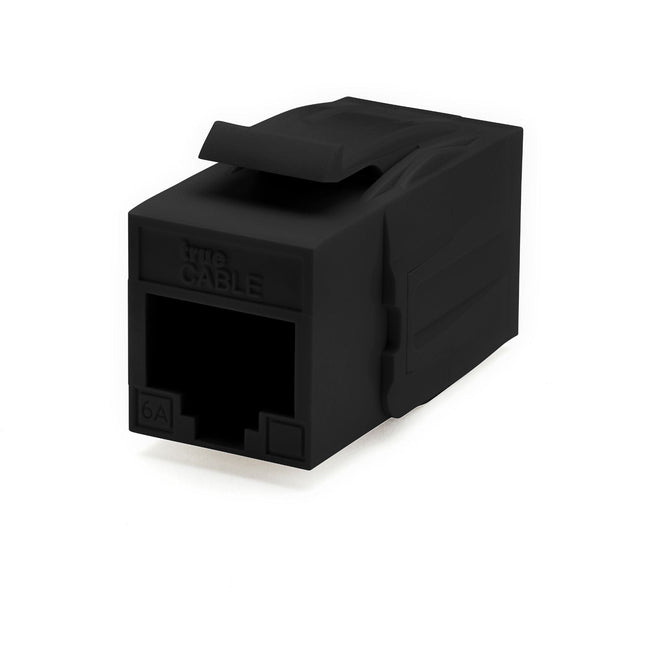 Cat6A Keystone Jack Couplers | Unshielded | 2 Piece | Black | front