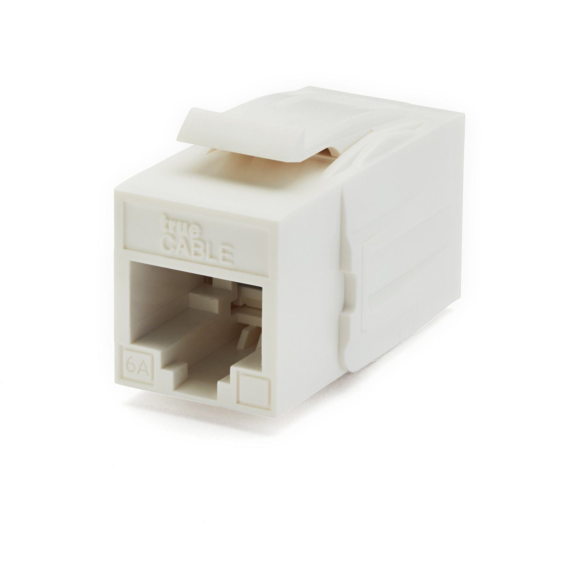 Cat6A Keystone Jack Couplers | Unshielded | 2 Piece | White | Front