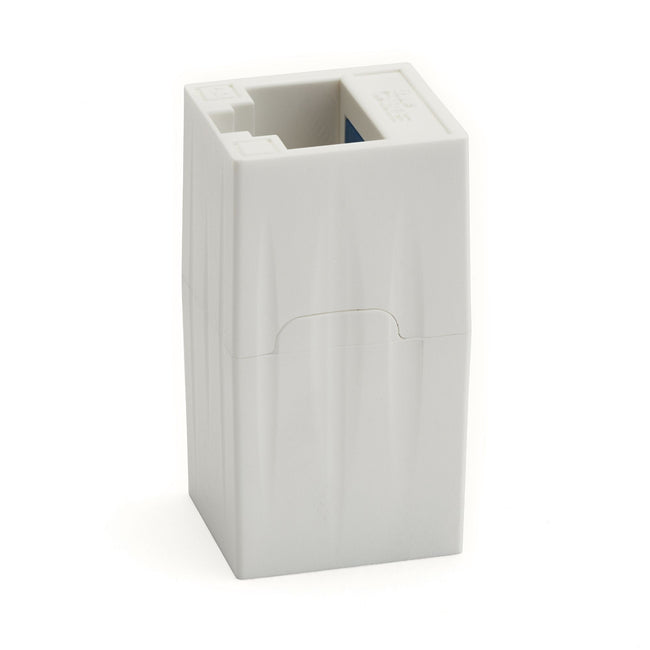 Cat6A Inline Coupler | Unshielded | White | 6pc | standing up