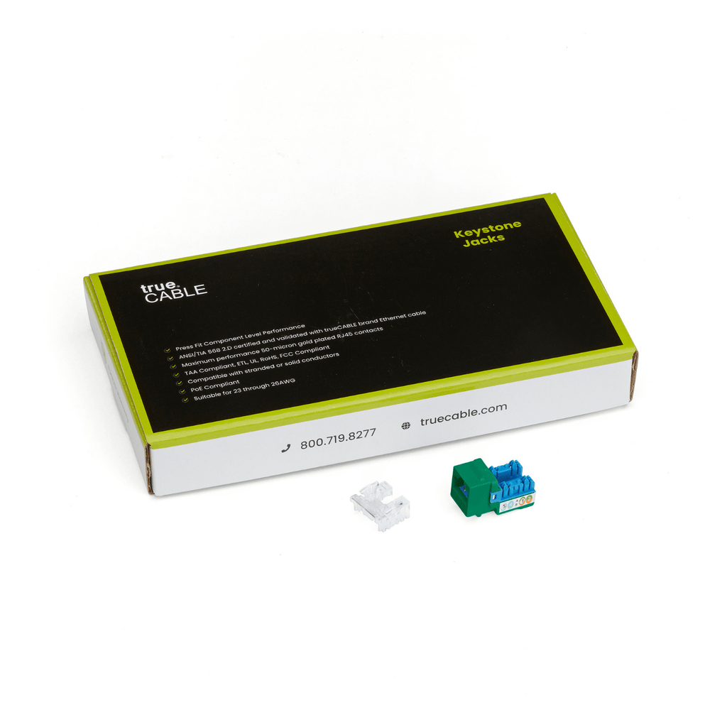 Cat6 Punch Down Keystone Jack | Unshielded | 24pc | Packaging | Green