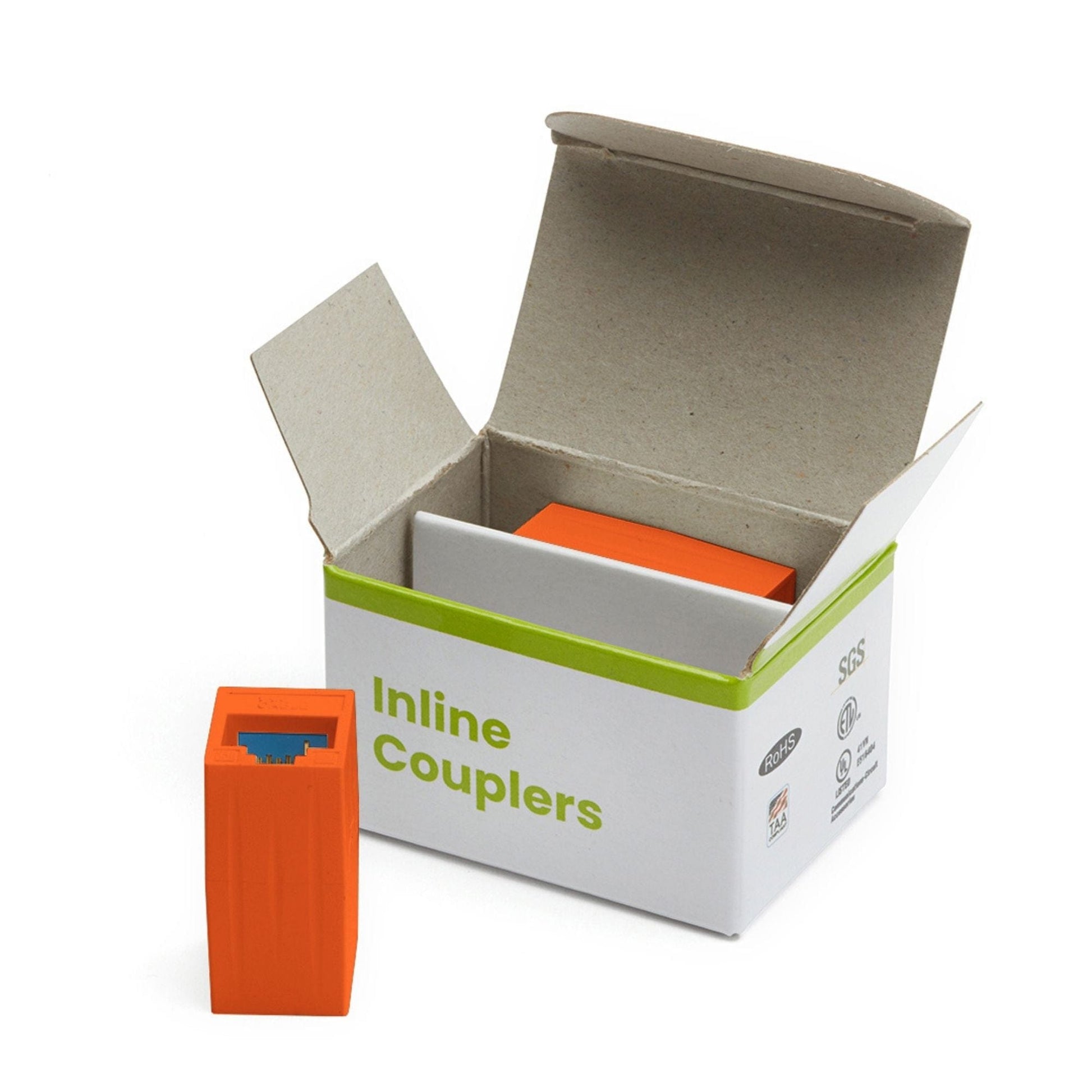 Cat6 Inline Coupler | Unshielded | Orange | 2pc | open box