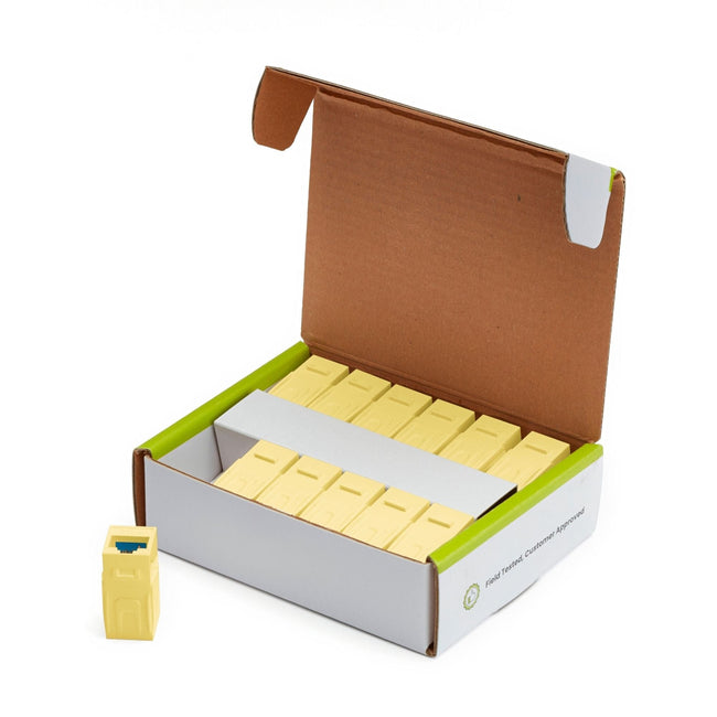 Cat6 Keystone Jack Coupler | Unshielded | Yellow | 12 Piece | open box