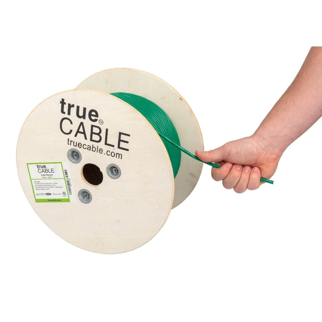 Cat6 Plenum Ethernet Cable Green 500ft trueCABLE Hand Pulling