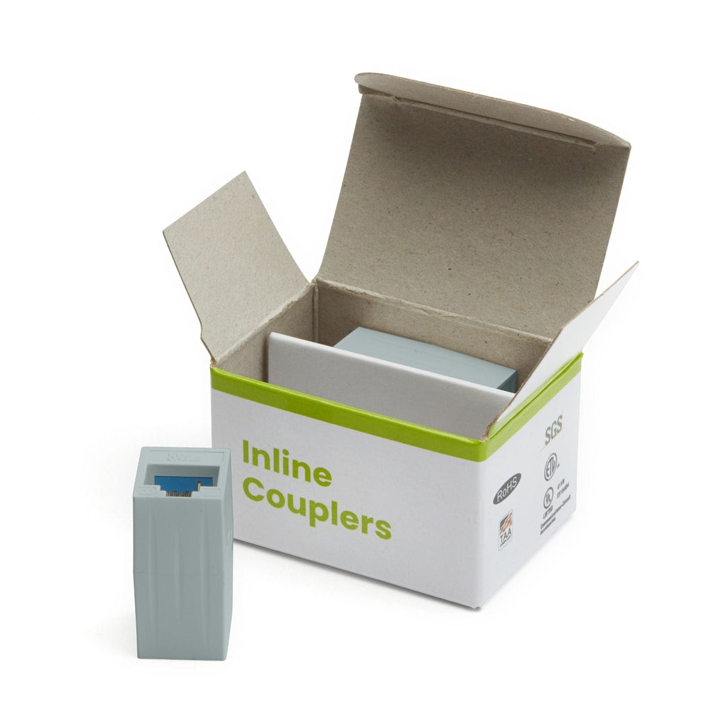 Cat6A Inline Coupler | Unshielded | Gray | 2pc | open box