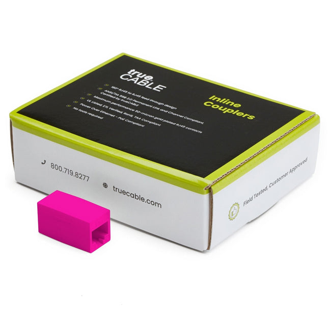 Cat6A Inline Coupler | Unshielded | Pink | 12pc | closed box