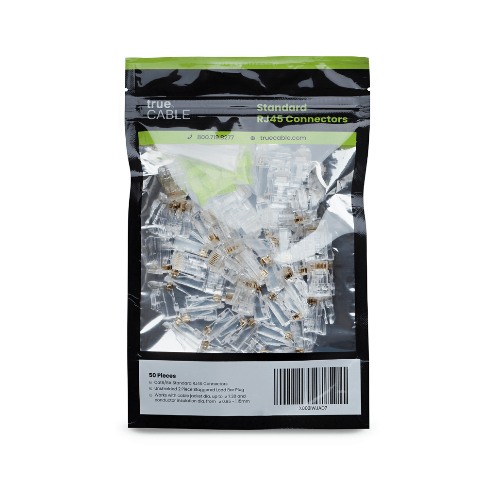 Cat6 Cat6A Standard RJ45 Connectors | Unshielded | 50pc | Front