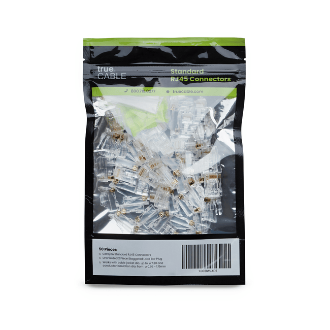 Cat6 Cat6A Standard RJ45 Connectors | Unshielded | 50pc | Front