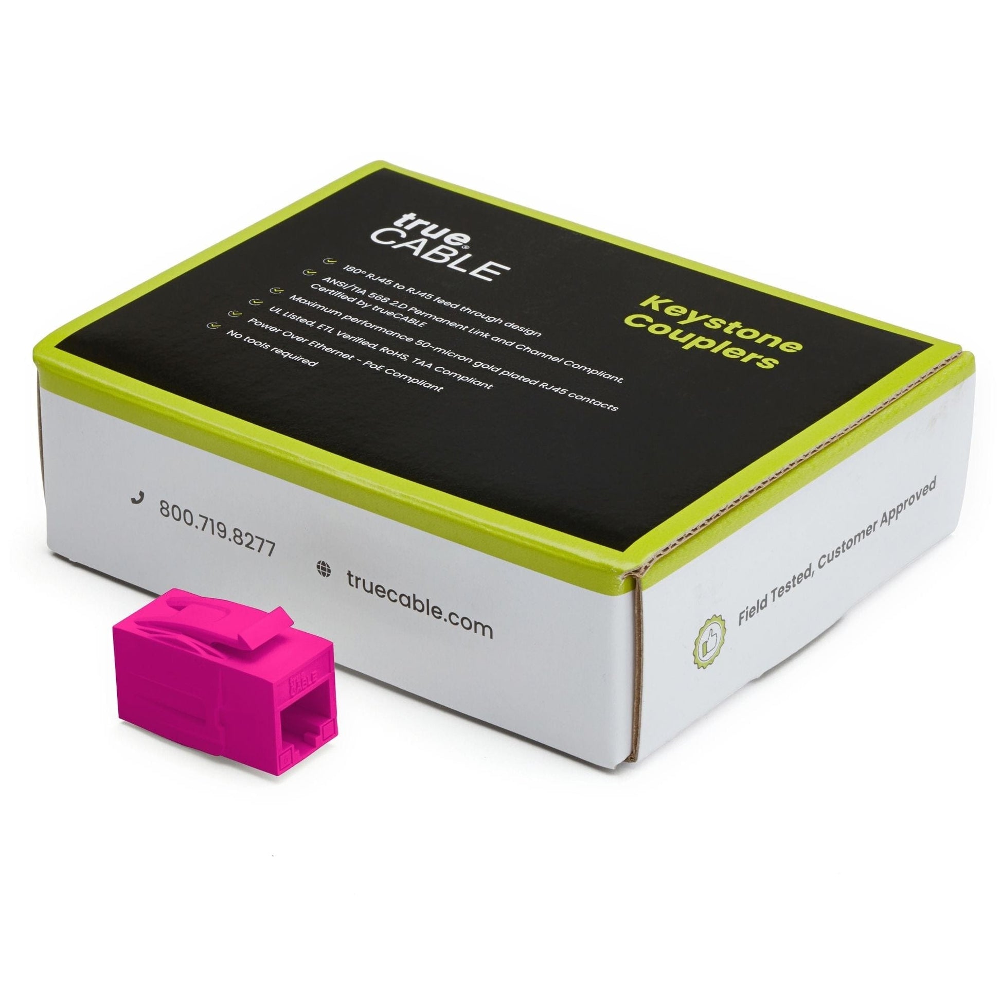 Cat6 Keystone Jack Coupler | Unshielded | Pink | 12 Piece | closed box