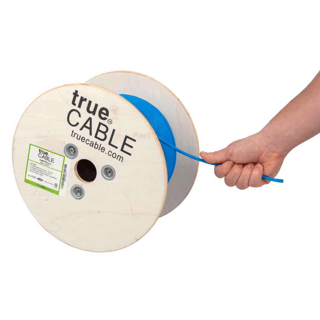 Cat6 Plenum Ethernet Cable Blue 500ft trueCABLE Hand Pulling