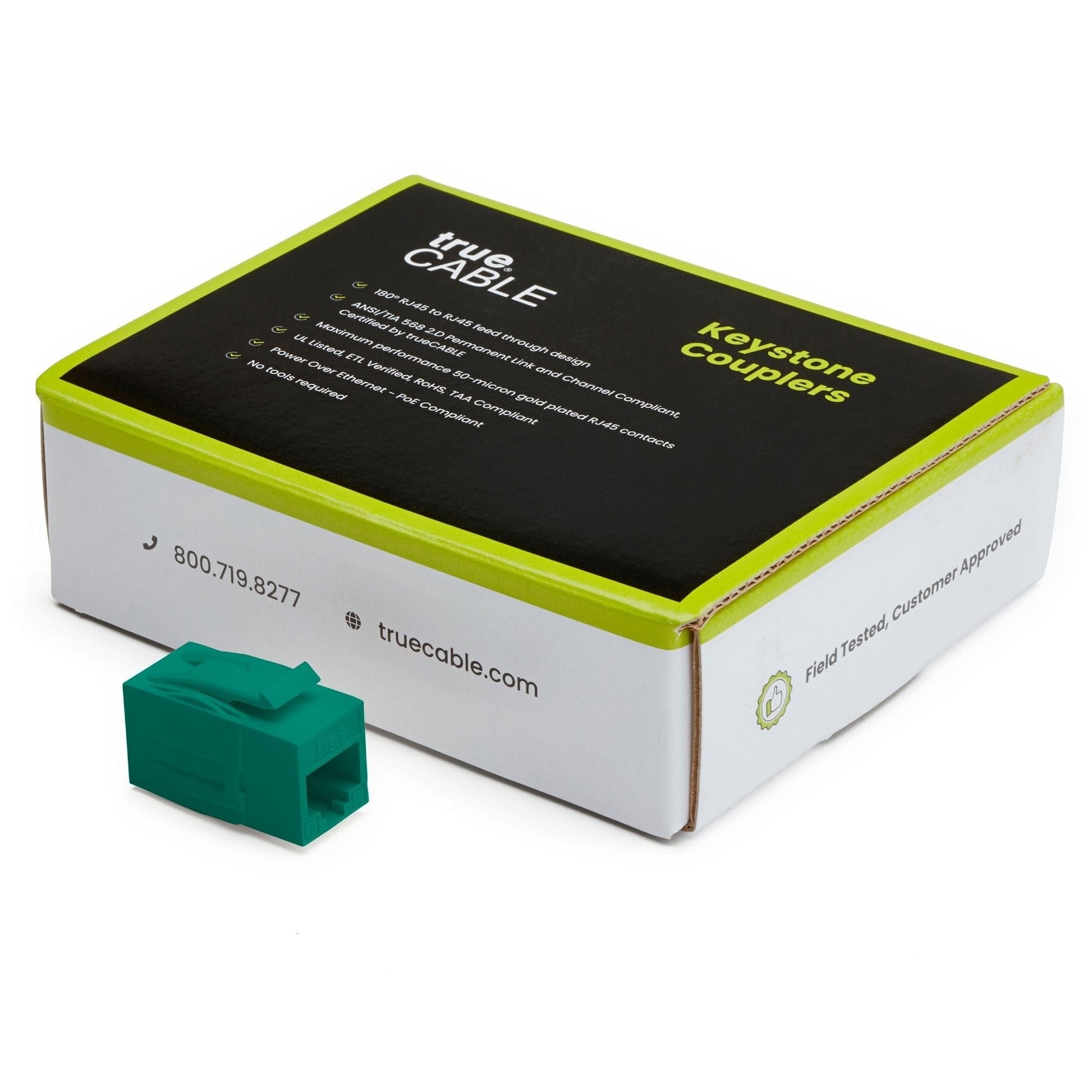 Cat6 Keystone Jack Coupler | Unshielded | Green | 12 Piece | closed box