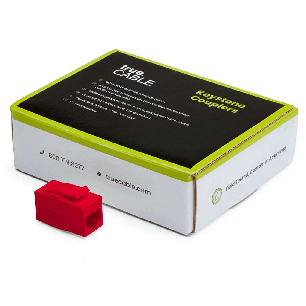 Cat6 Keystone Jack Coupler | Unshielded | red | 12 Piece | closed box