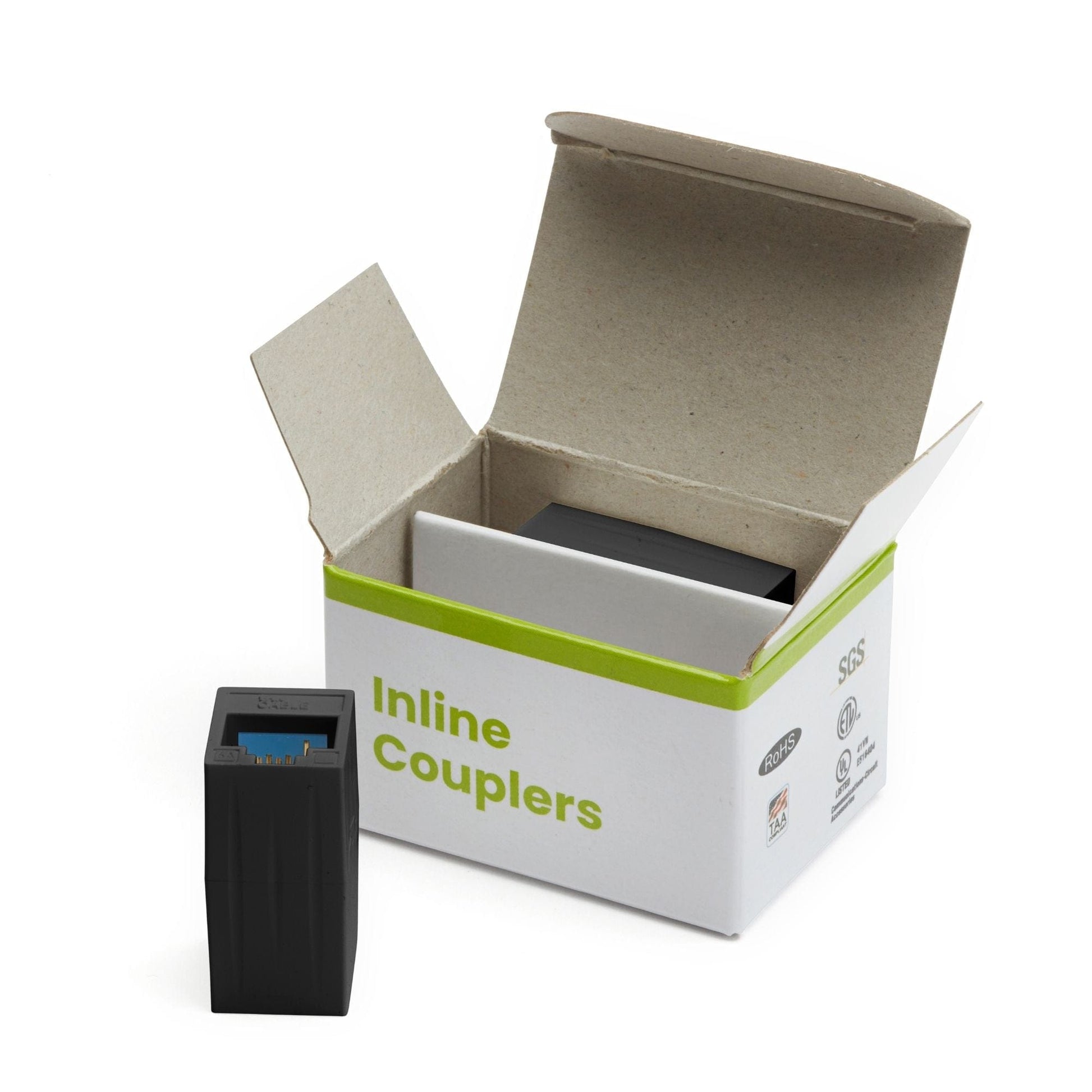 Cat6A Inline Coupler | Unshielded | Black | 2pc | open box