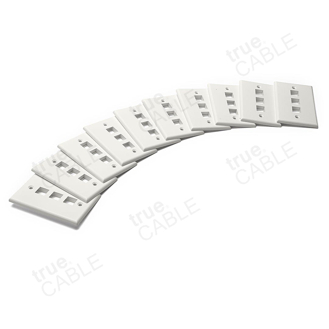Single Gang Wall Plates - 3 Port / 10pc