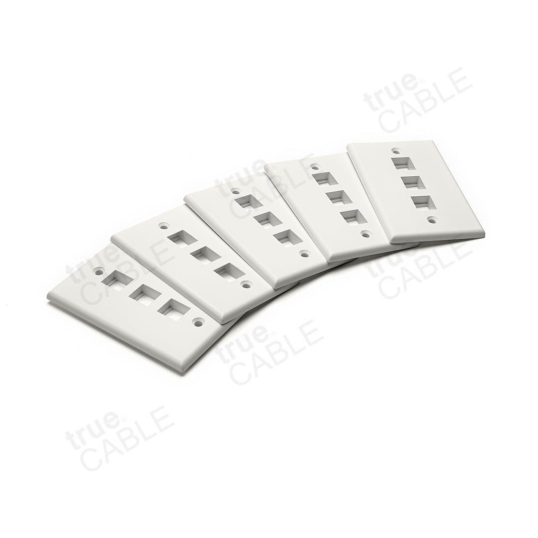 Single Gang Wall Plates - 3 Port / 5pc
