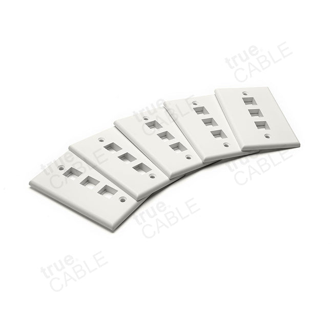 Single Gang Wall Plates - 3 Port / 5pc
