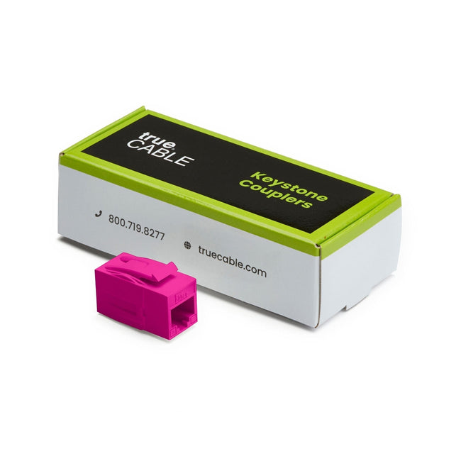 Cat6 Keystone Jack Coupler | Unshielded | Pink | 6 Piece | closed box