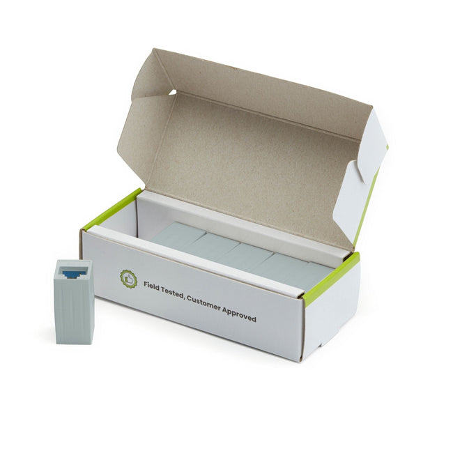 Cat6A Inline Coupler | Unshielded | Gray | 6pc | open box