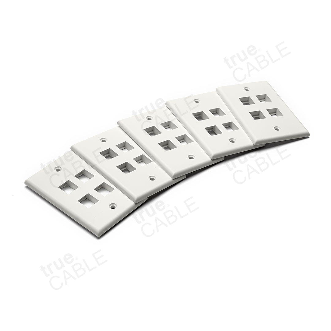 Single Gang Wall Plates - 4 Port / 5pc