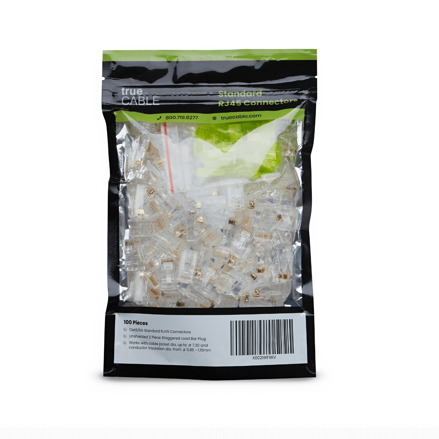 Cat6 Cat6A Standard RJ45 Connectors | Unshielded | 100pc | Front