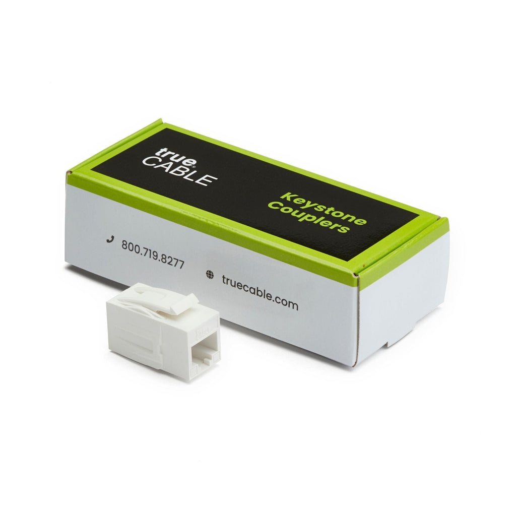 Cat6A Keystone Jack Couplers | Unshielded | 6 Piece | White | closed box