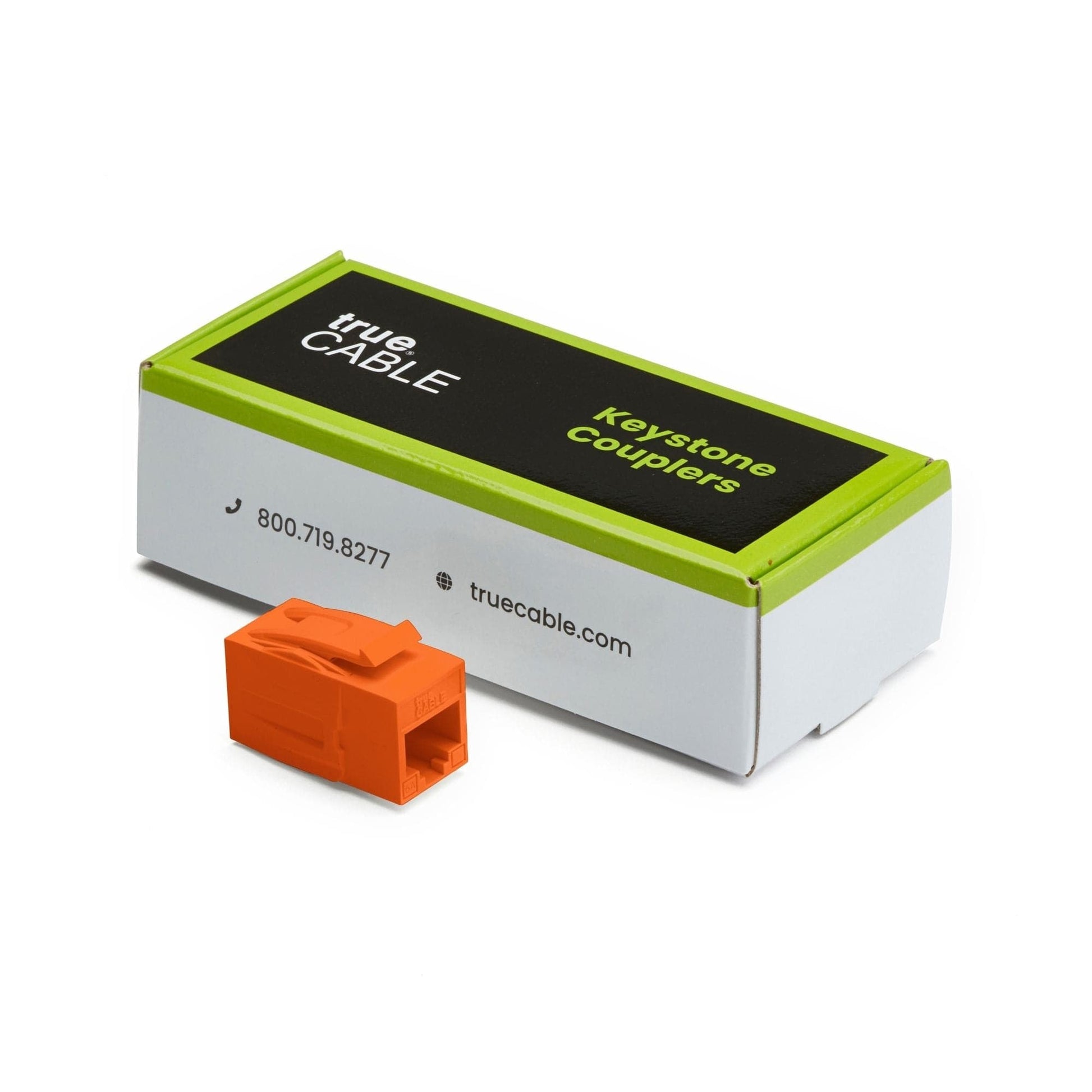 Cat6A Keystone Jack Couplers | Unshielded | 6 Piece | Orange | closed box