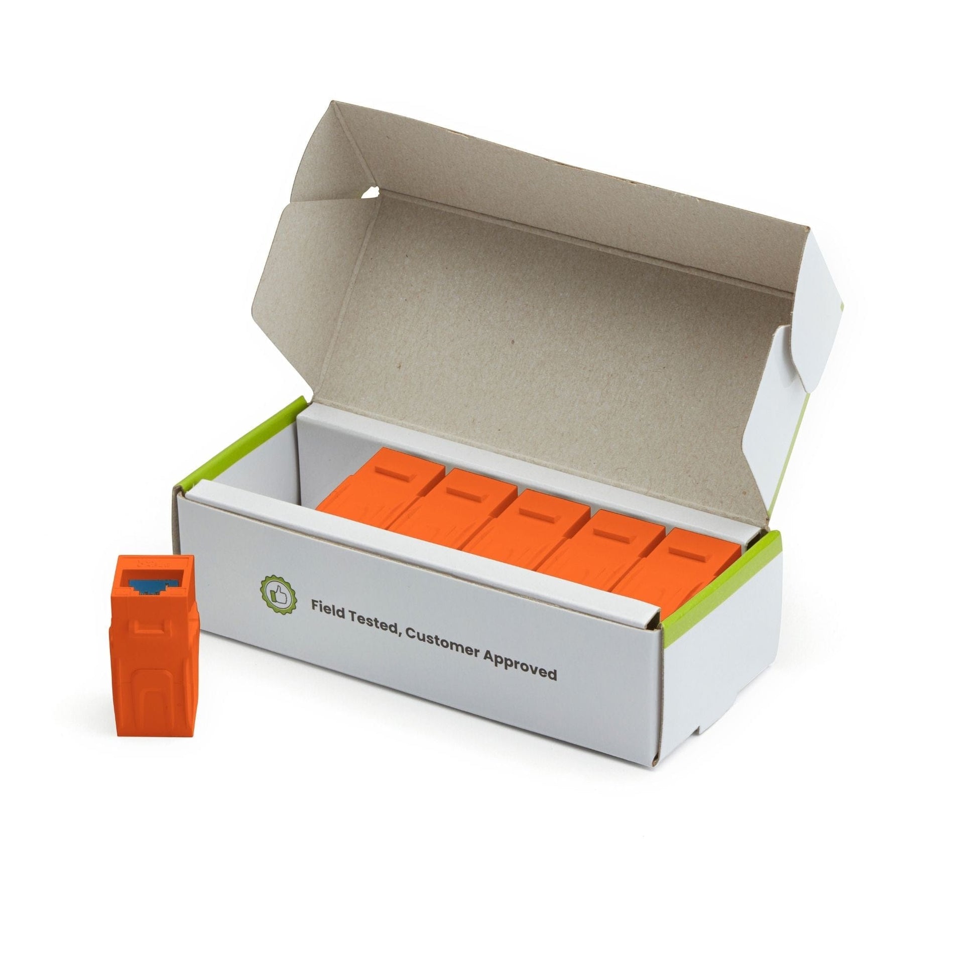 Cat6 Keystone Jack Coupler | Unshielded | Orange | 6 Piece | open box