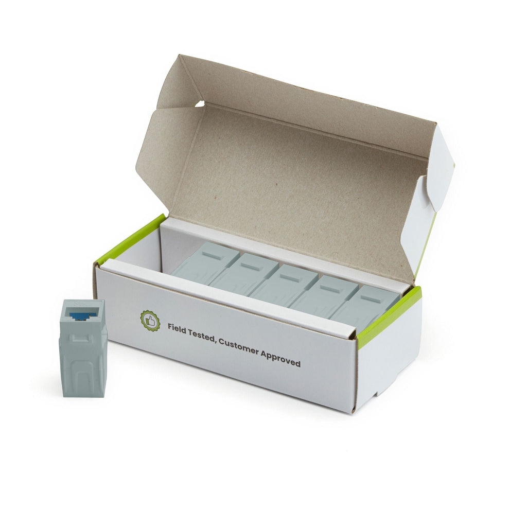 Cat6 Keystone Jack Coupler | Unshielded | Gray | 6 Piece | open box