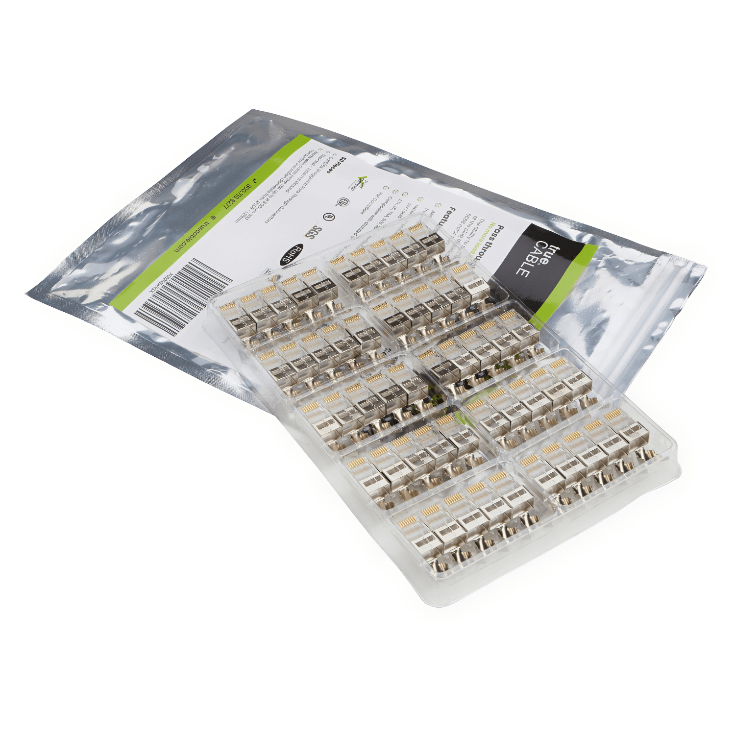 Cat6-6A Pass Through RJ45 Connectors | Shielded | 50pc |  Opened Packaging