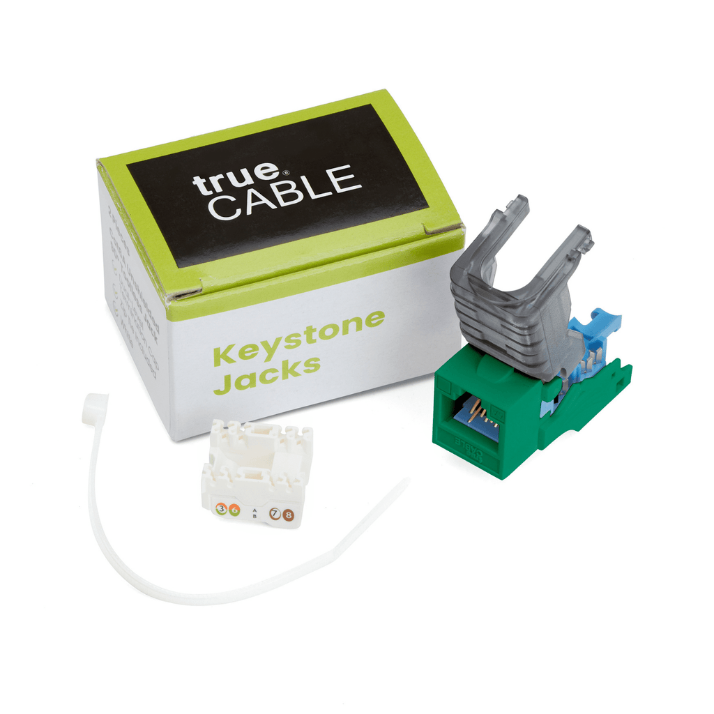 Cat6A Toolless Keystone Jack | Unshielded | 2pc | Packaging | Green