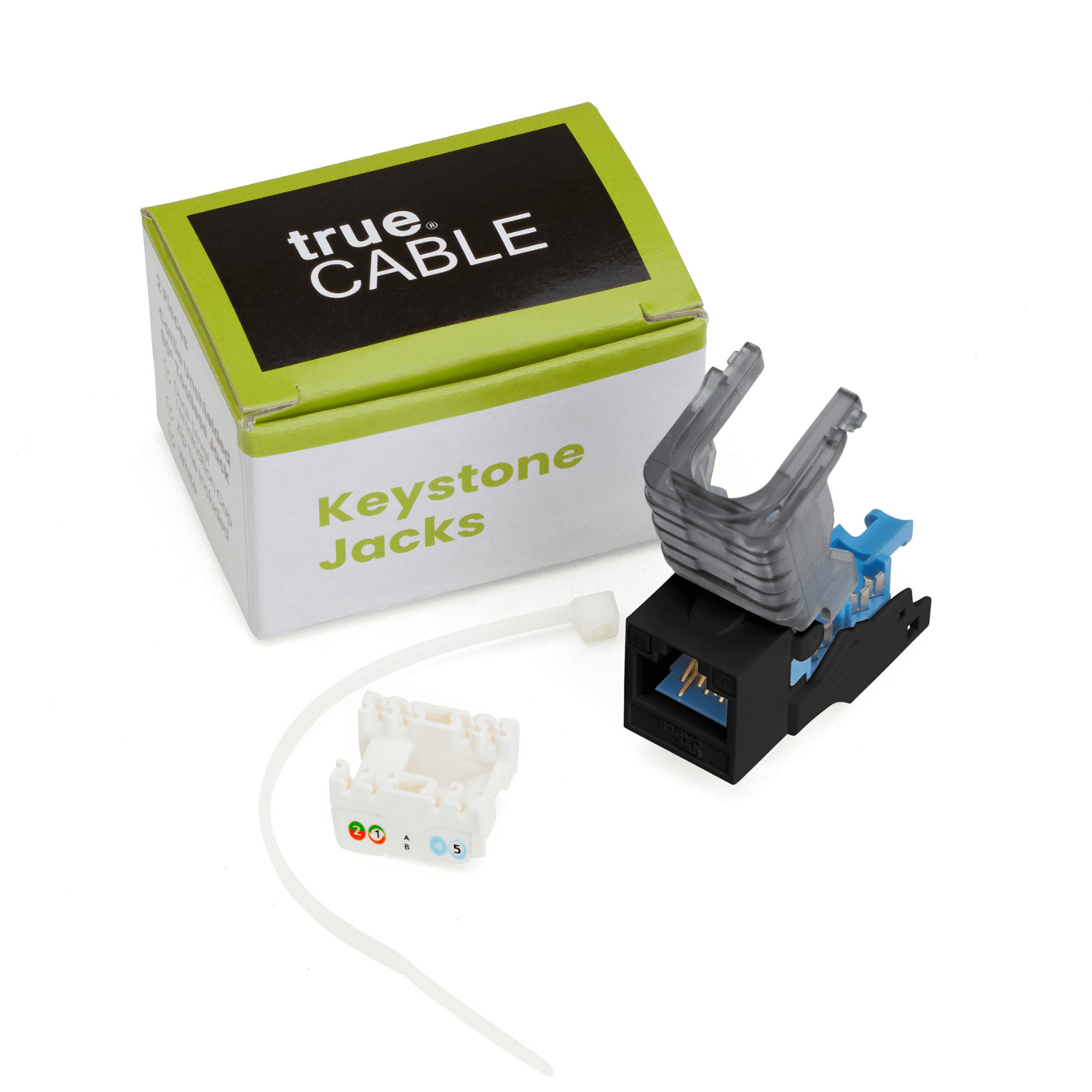 Cat5e Toolless Keystone Jack | Unshielded | 2pc | Black