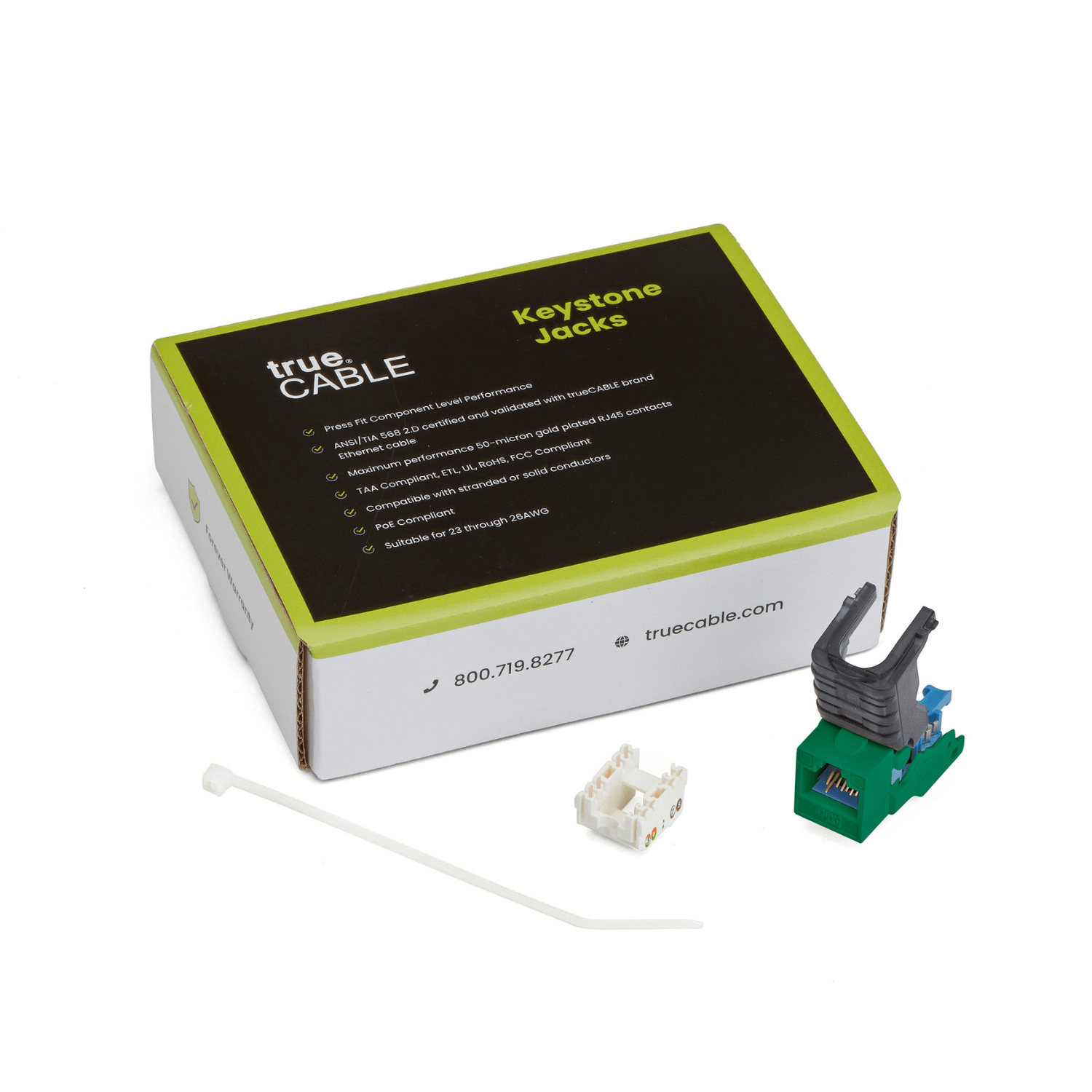 Cat5e Toolless Keystone Jack | Unshielded | 12pc | Packaging | Green