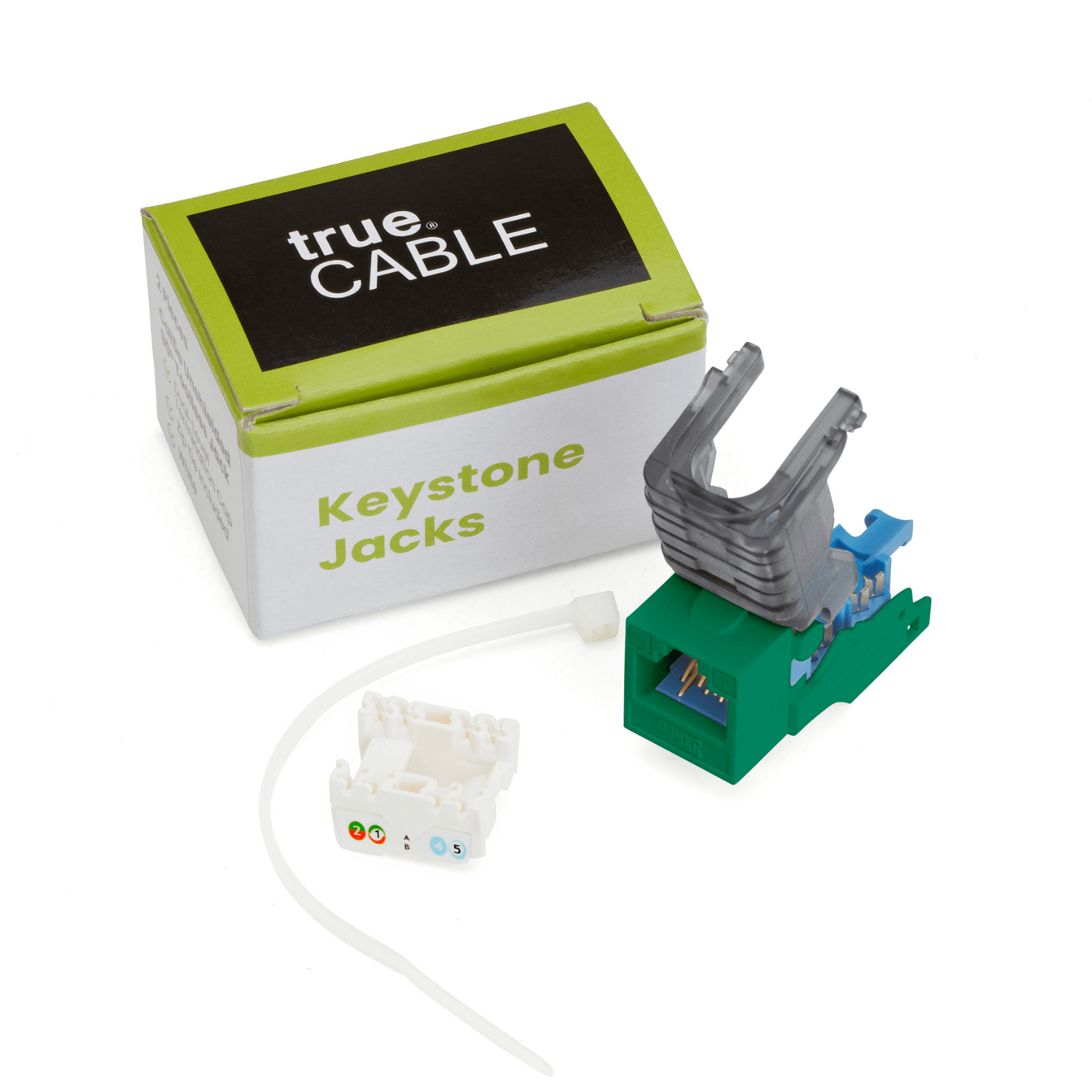 Cat5e Toolless Keystone Jack | Unshielded | 2pc | Packaging | Green
