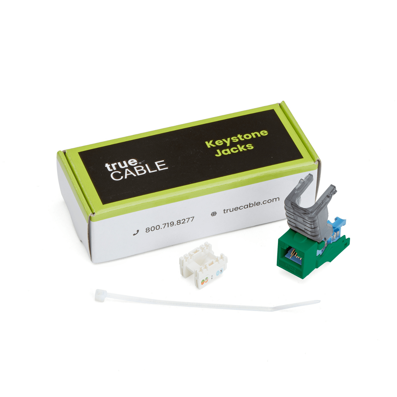 Cat5e Toolless Keystone Jack | Unshielded | 6pc | Packaging | Green