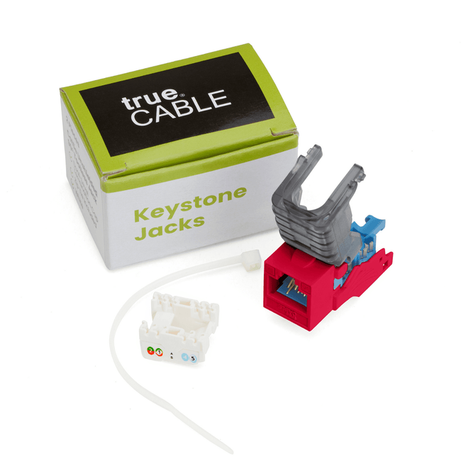 Cat5e Toolless Keystone Jack | Unshielded | 2pc | Red
