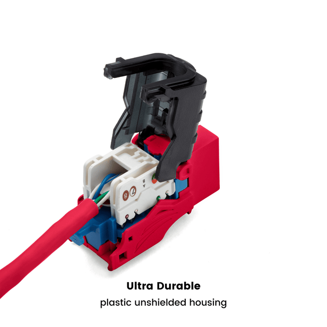 Cat5e Toolless Keystone Jack | Unshielded | 6pc | Red