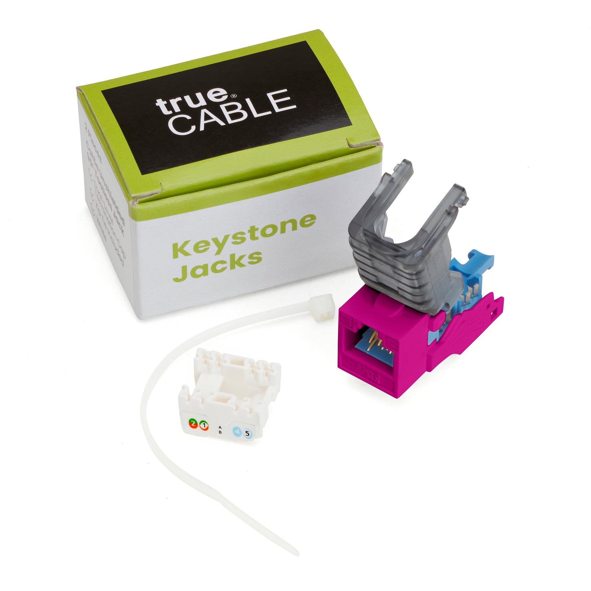 Cat5e Toolless Keystone Jack | Unshielded | 2pc | Pink