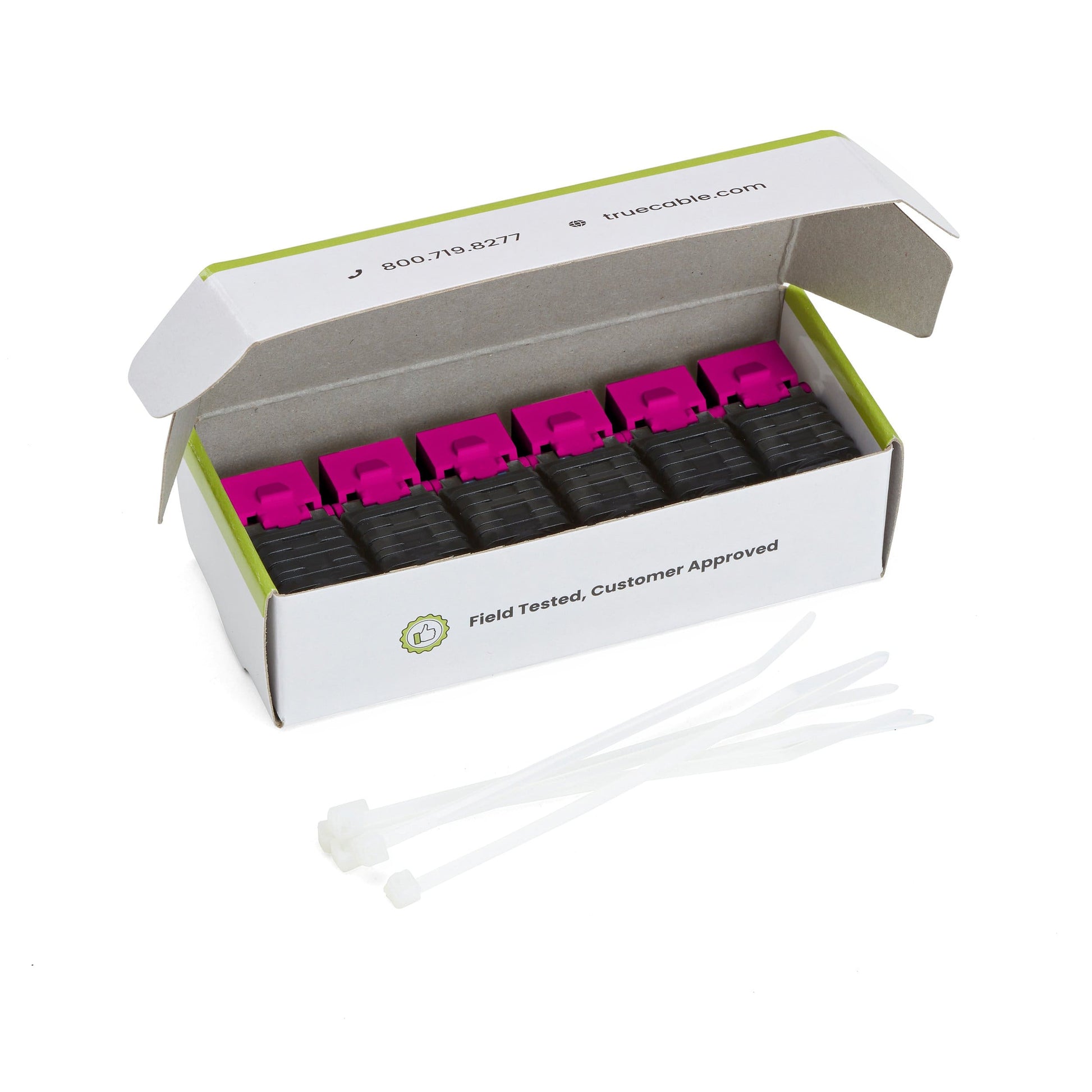 Cat6A Toolless Keystone Jack | Unshielded | 6pc | Pink