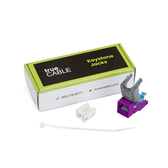 Cat5e Toolless Keystone Jack | Unshielded | 6pc | Purple