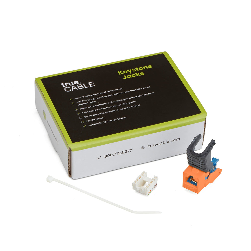 Cat5e Toolless Keystone Jack | Unshielded | 12pc | Orange