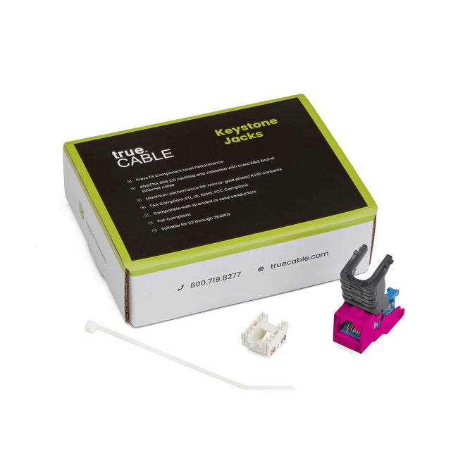 Cat5e Toolless Keystone Jack | Unshielded | 12pc | Pink